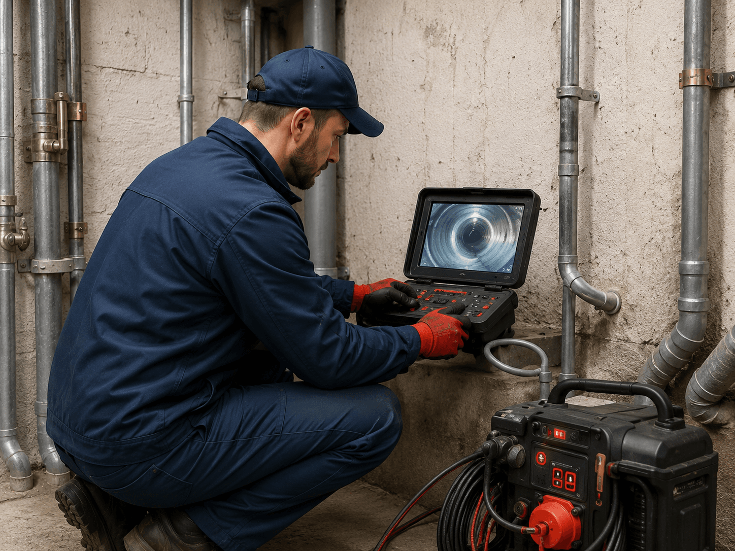 CLIENI Techniker bei der Fallrohrsanierung